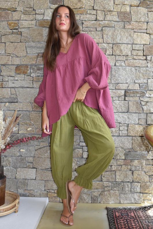 Suri Cushion Cotton Artist Smock Deep Rose
